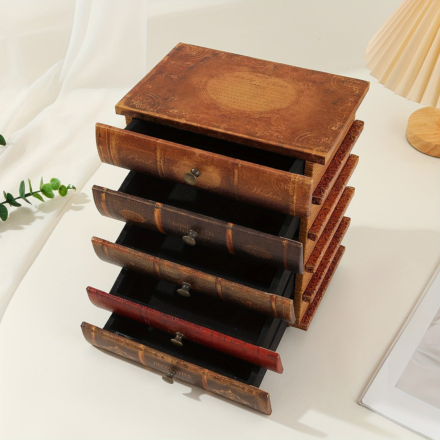 Carvallo-Smyckesbox Librovana | 5 lådor i bokdesign | Vintage-stil | Organisator för smycken & samlarföremål