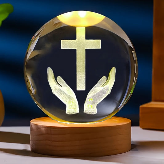 CrystalGlow - Traditionell 3D Graverad Kristall Nattlampa