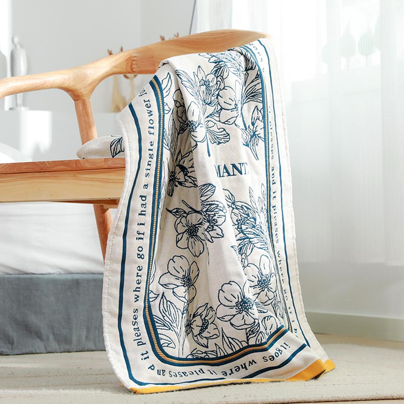 Blomma Blandad Färg Vändbar Bomull Badhandduk