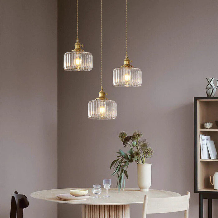 Cylinder Glass Pendant Light | Vintage Elegance | Justerbar Höjd 59" | Varm Glöd för Moderna Hem | Brick by Brick