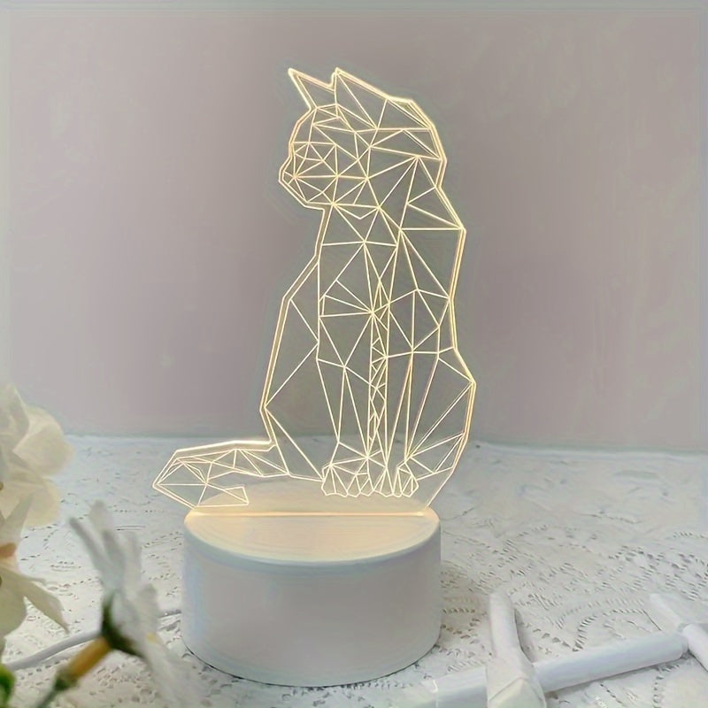 KatLicht - Geometrisk 3D Nattlampa USB Bordslampa