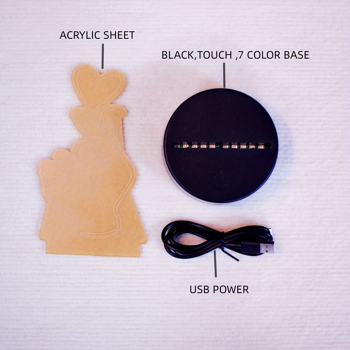 IllumiHeart - 7-färgers LED-nattlampa med touchkontroll