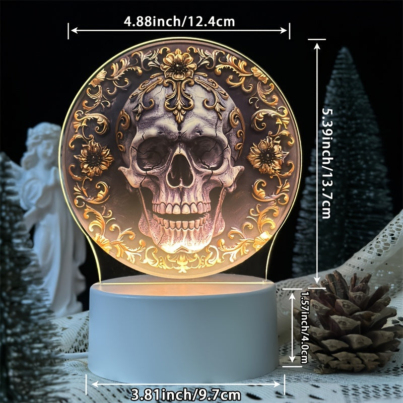 LumiSkull - USB Schedellampa, Färgglad Akryl Bordslampa för Sovrum och Halloween Dekoration