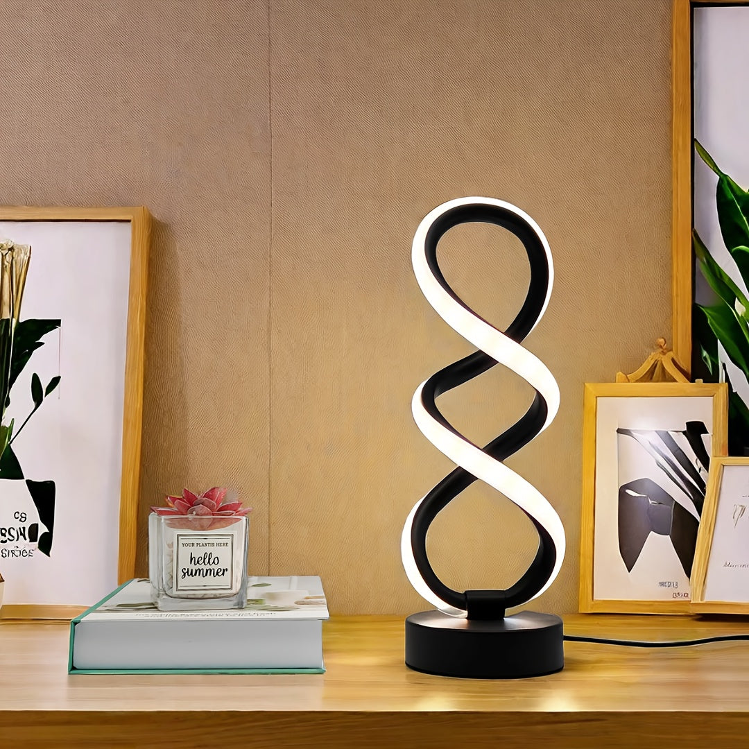 SpiraLux - Modern Spiral Bordslampa med Tre Färginställningar
