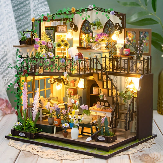 DIY Miniatyrväxthus med belysning – Handgjort 3D-pussel för kreativ dekoration