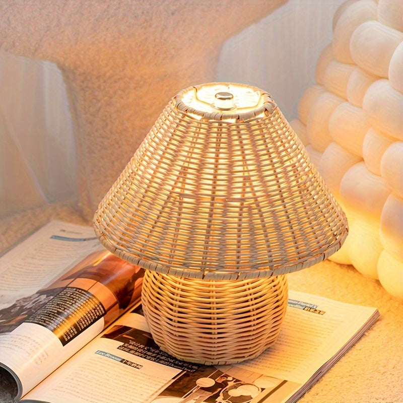 Art Deco Hantverkad Bambus Skrivbordslampa Pagoda Skärm USB Drivna Bordslampa