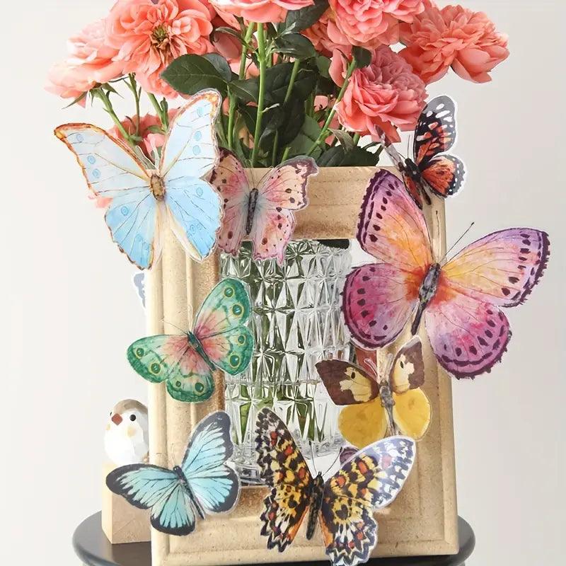 Carvallo 3D Deko-fjärilar | 36 stycken | Akvarell-look | Återanvändbar & Självhäftande | För fester, bröllop & hemmet