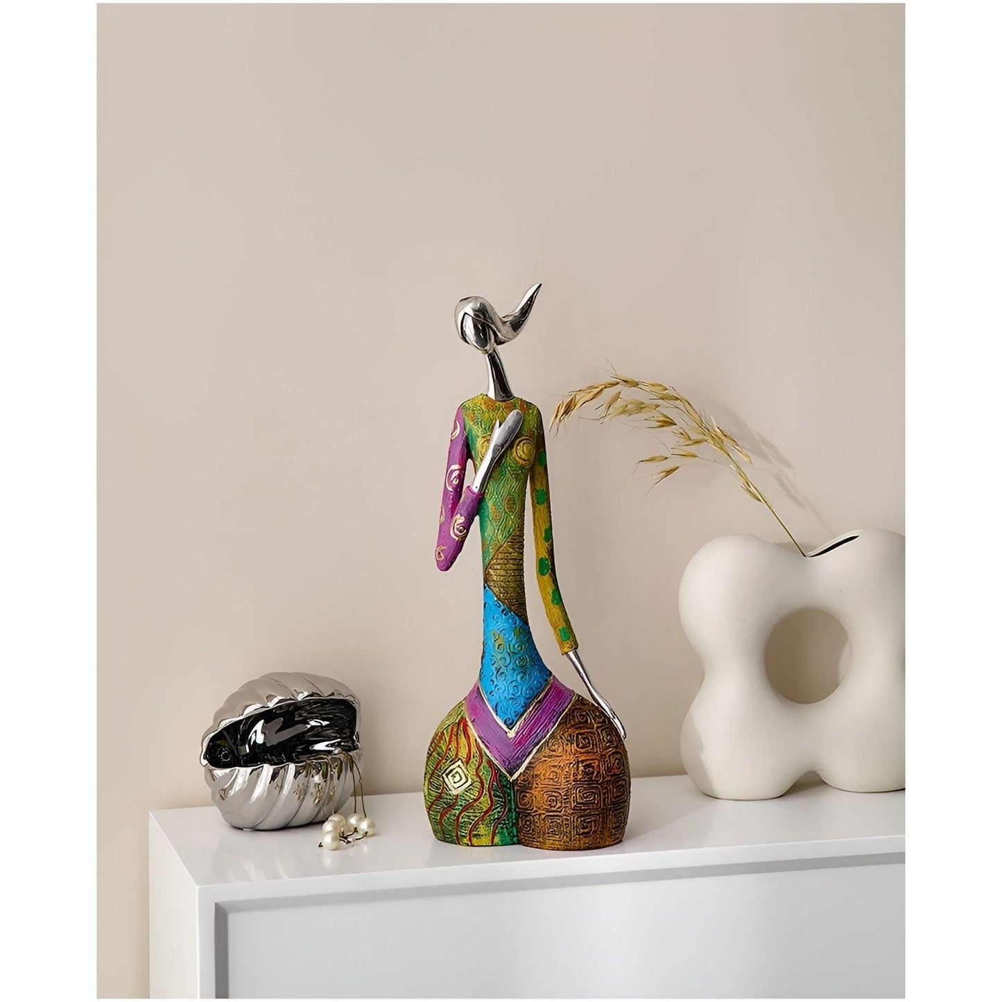 Chroma Charm - Utsökt Harz Kvinnostatue för inredning