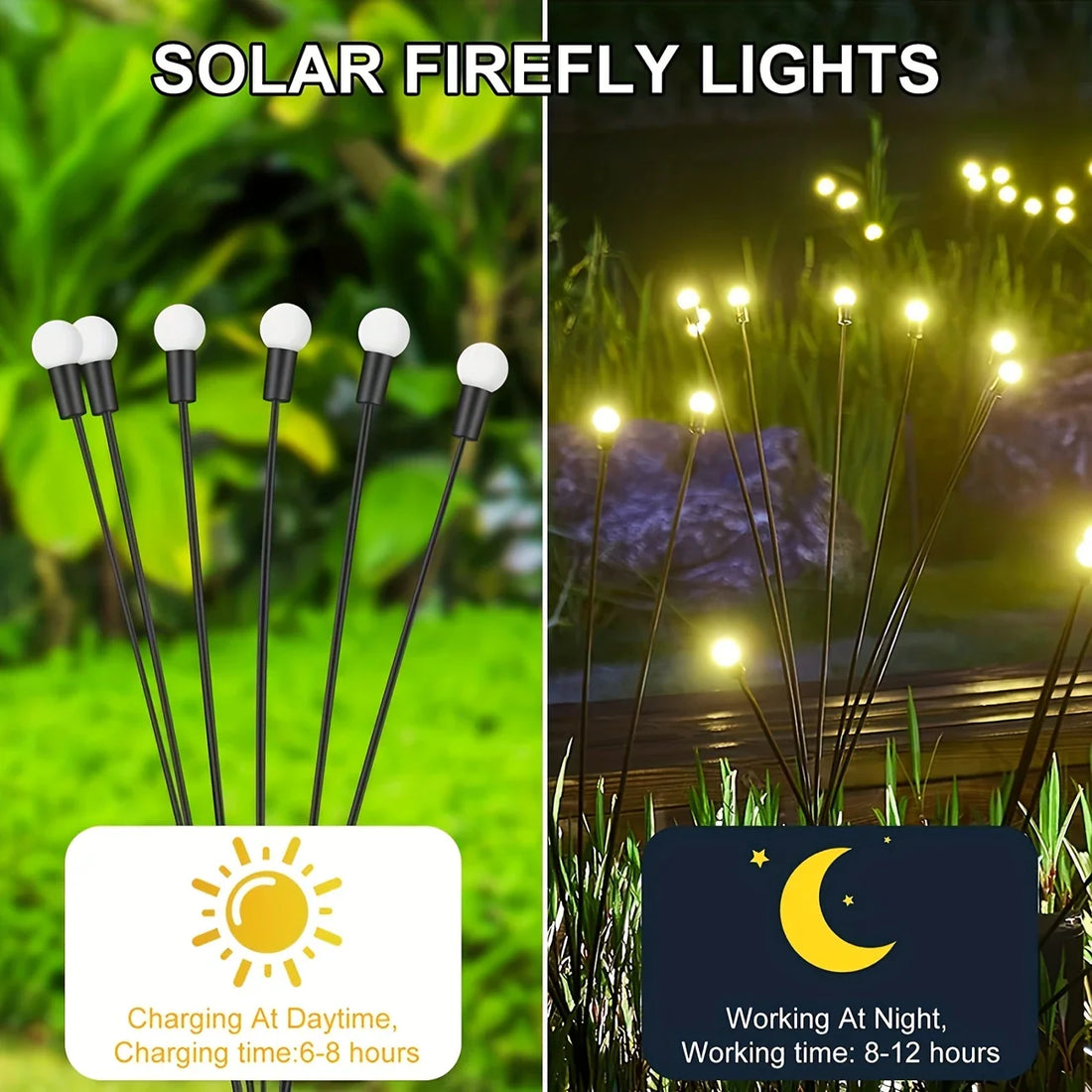 LED Solarlamp för trädgården med flexibla ljuskulor – Vattentätt dekorlampor för rabatter och stigar