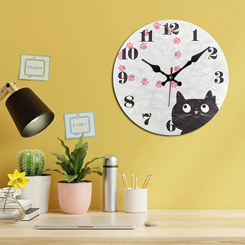 PurrTime - Söt Tyst Katt Väckarklocka för Rumsdekoration