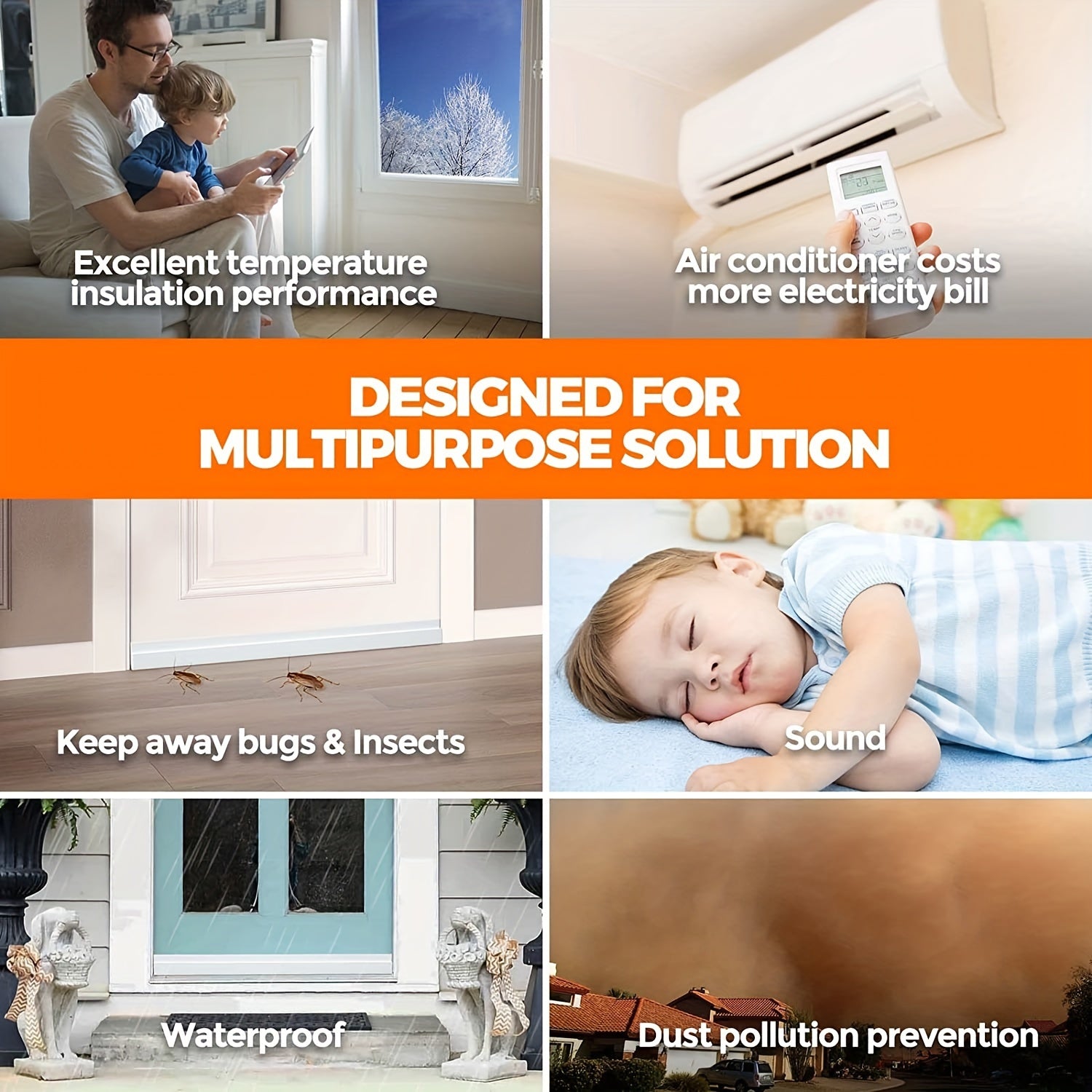 Draft Stopper för Dörr - Silikon Dörrsvep med Stark Adhesiv och Ljudisolering