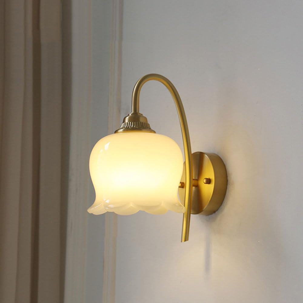 Elegant Koppar Glas Vägglampa