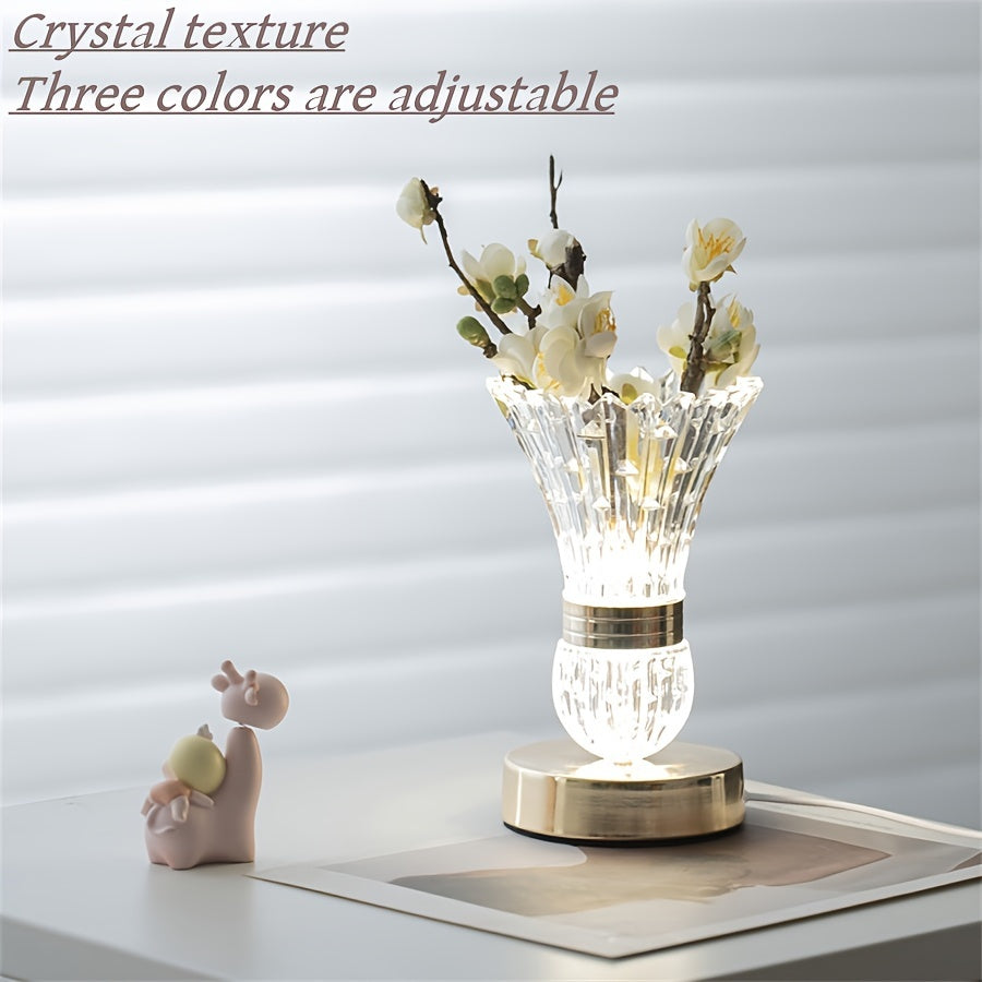 CrystalGlow - Modern LED Kristall Bordslampa med Dimbart Ljus