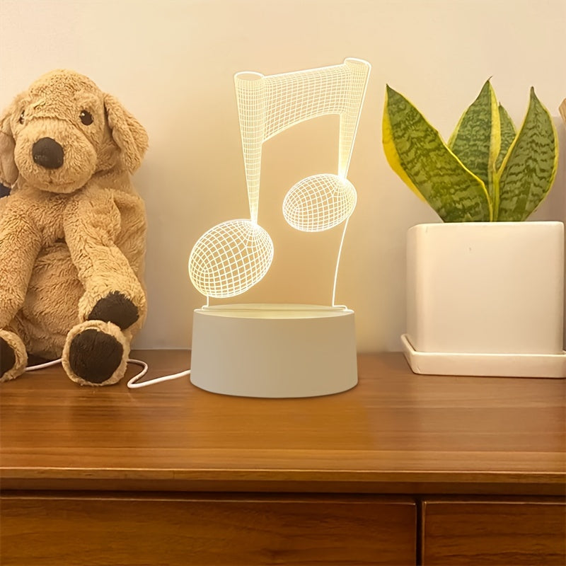 LumiNote - Akryl Musiknot Nattljus, 3D LED Ram, USB-Dreven