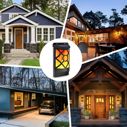 FlameGlow Lights - 2 sty utomhusbelysning solcellsdrivna LED-vägglampa