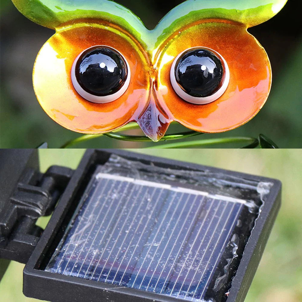 Solar trädgårdslampa uggla med färgväxling – Dekorativ LED utomhusbelysning för trädgård och gård