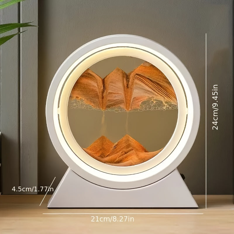 LumiSand - 3D Rörlig Sandmålning LED Bordslampa, Glas Sandscen Nattljus, Romantisk Hemdekoration
