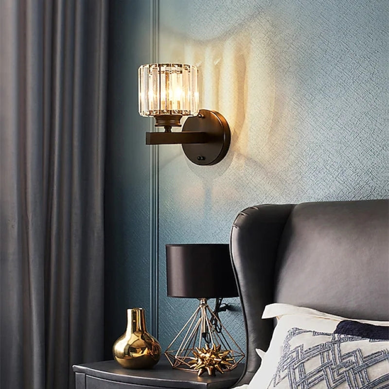 Herbert Modern LED Vägglampa - Inomhus - Svart - Sovrum - Kristall/Metall