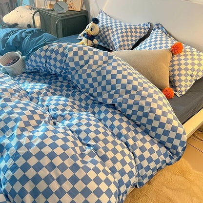 Abstract Schackrutig Enkel Sängklädset