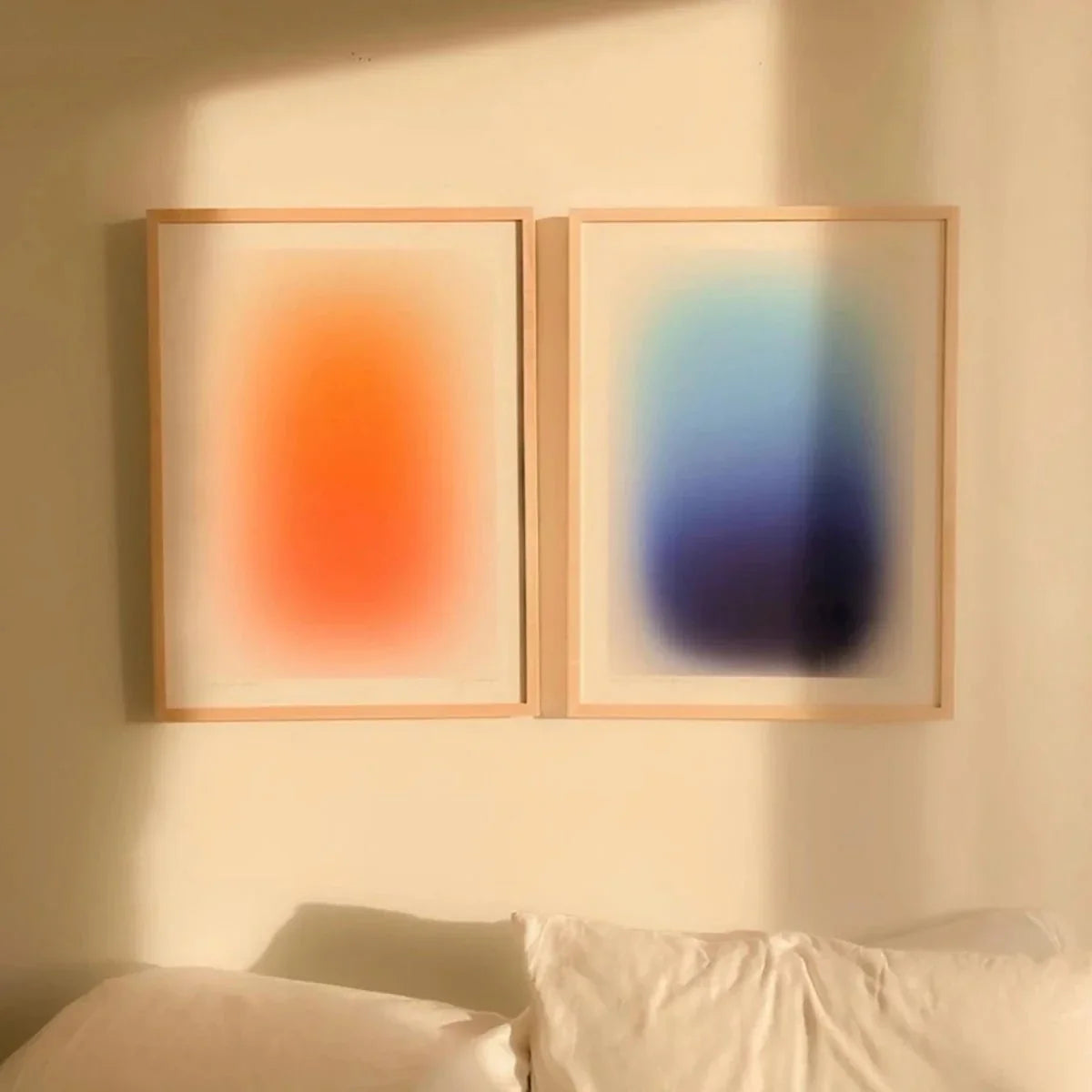 Abstrakt Dizzy Blå &amp; Orange Leinärtryck Modern Konst