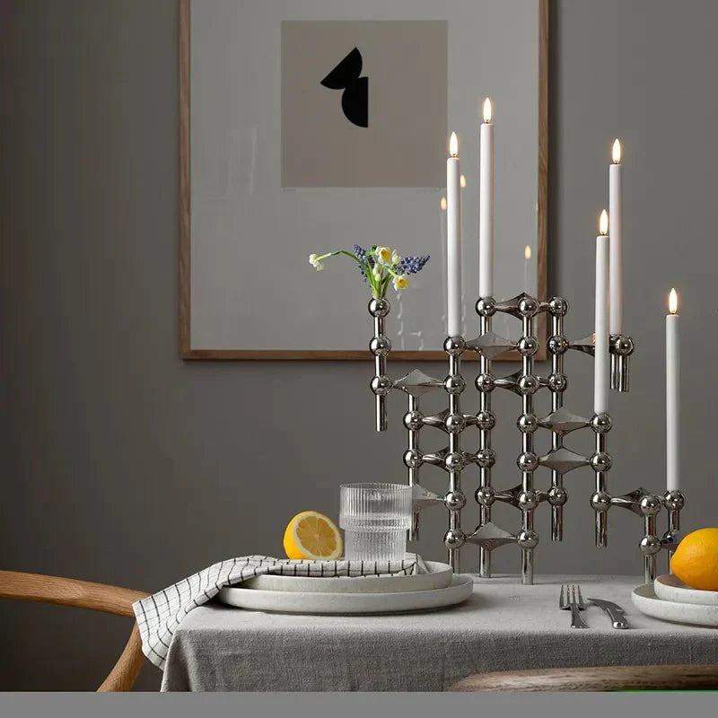 Abstrakt Stil Molekylär Struktur Ljuslykta - Metall Design