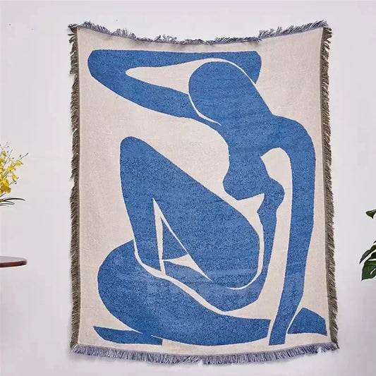 Abstrakt Vävt Pläd med Vintage Stickat Mönster