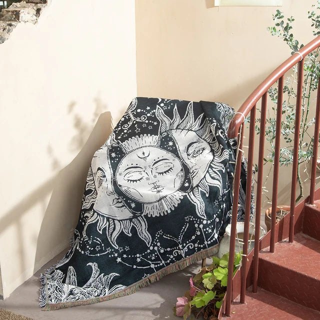 Färgglad abstrakt vävd gobelängpläd 160x130cm