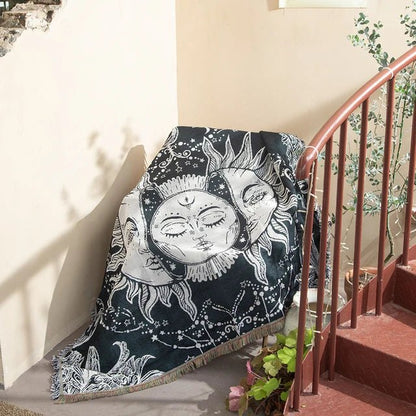 Färgglad abstrakt vävd gobelängpläd 160x130cm