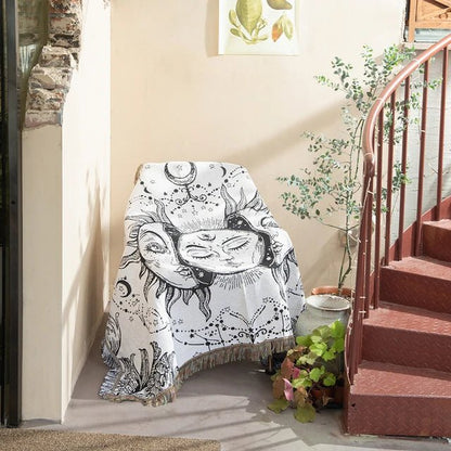 Färgglad abstrakt vävd gobelängpläd 160x130cm