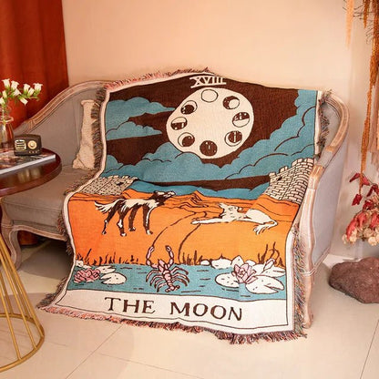 Färgglad abstrakt vävd gobelängpläd 160x130cm