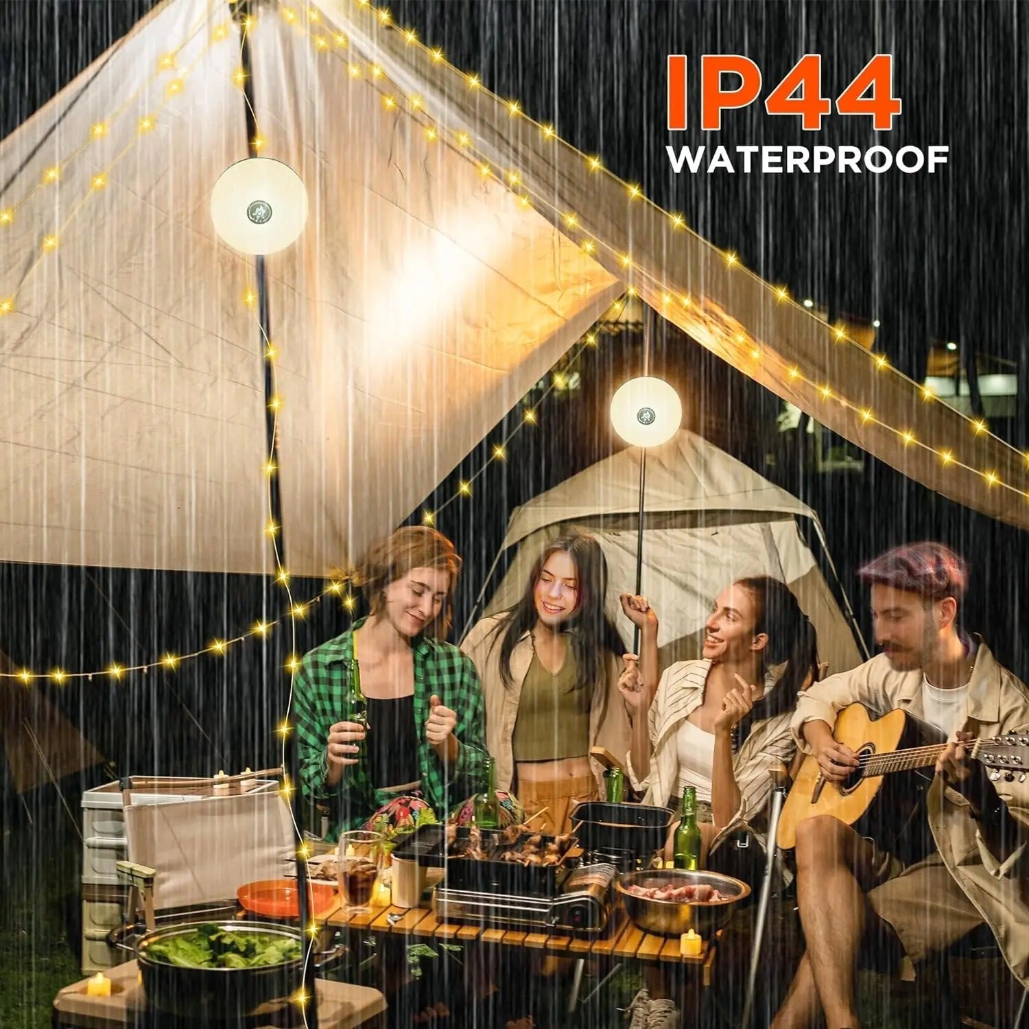 4 i 1 Camp Lights - Ljuslängder med 8 belysningslägen