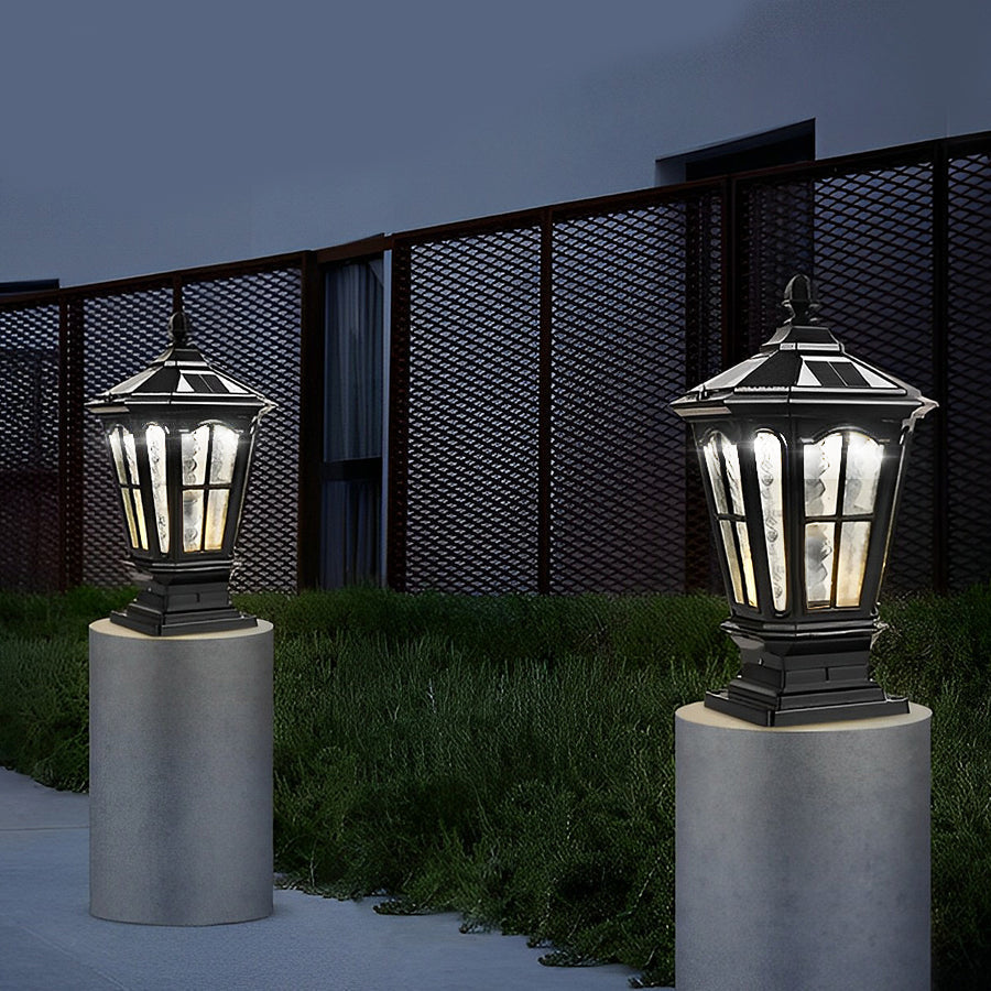 Utomhus Solar LED Svart Trädgårdspostljus