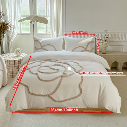 Tufted Sängkläder Set – Sängöverkast och Kuddeöverdrag med Stort Blommönster