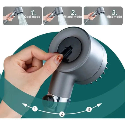 HydroPower Duschhuvud – Högtrycksduschhuvud med 3 lägen och massageborste