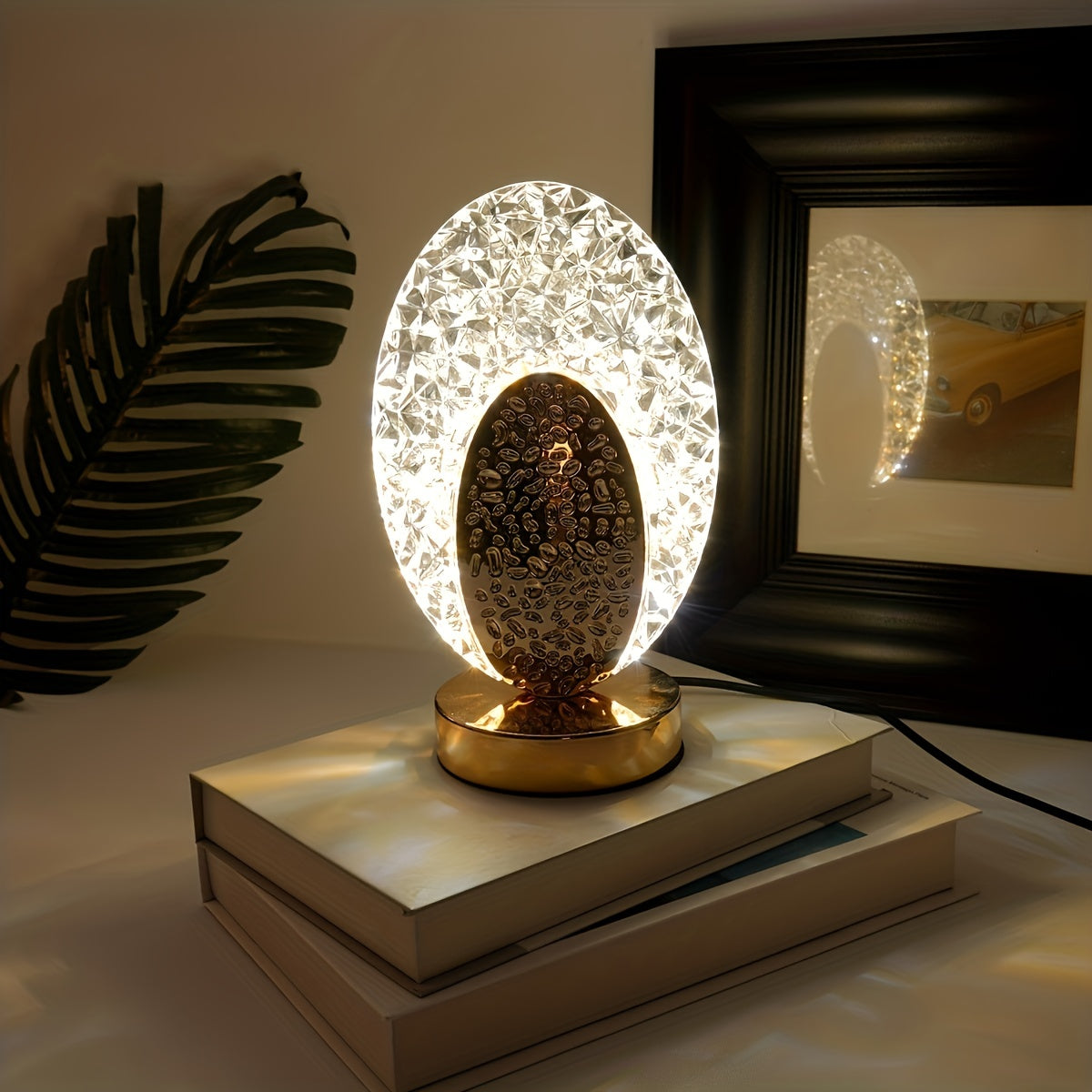 FeatherLamp - USB Touch Bordslampa med Påfågelfjäderdesign, Oändligt Dimbar LED Ljus