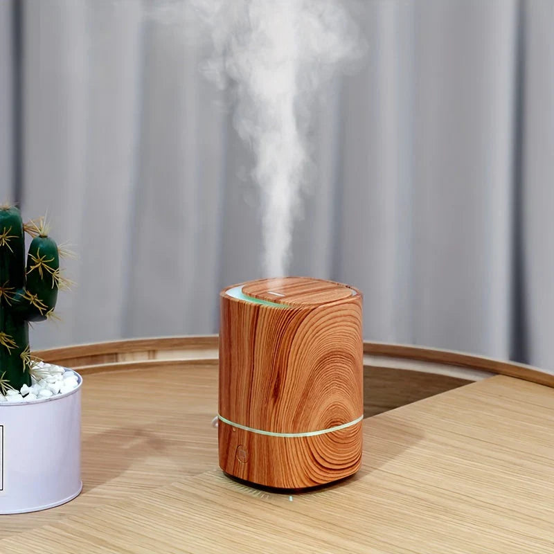Ultraljuds-luftfuktare med träliknande utseende – Tyst aromadiffuser med LED &amp; automatisk avstängning
