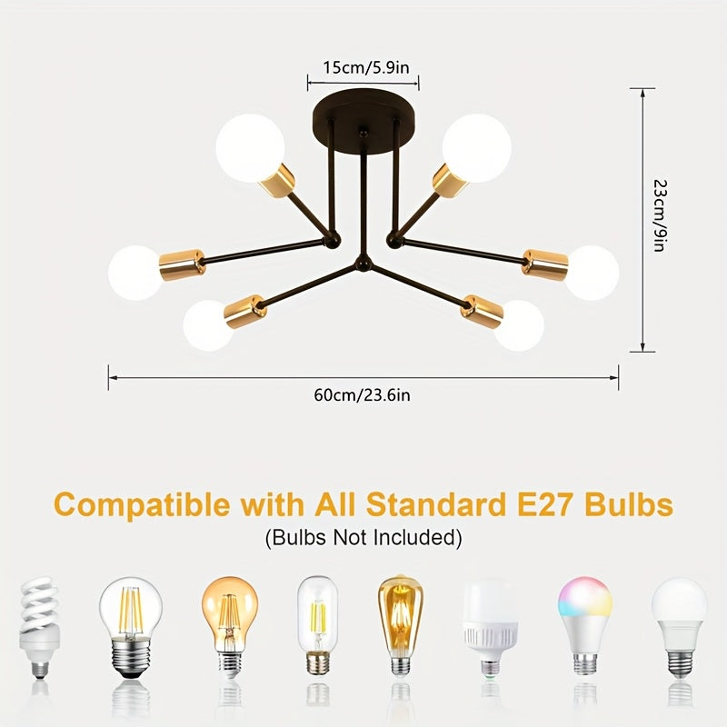 RetroLampa - Industriell 6-armad Taklampa