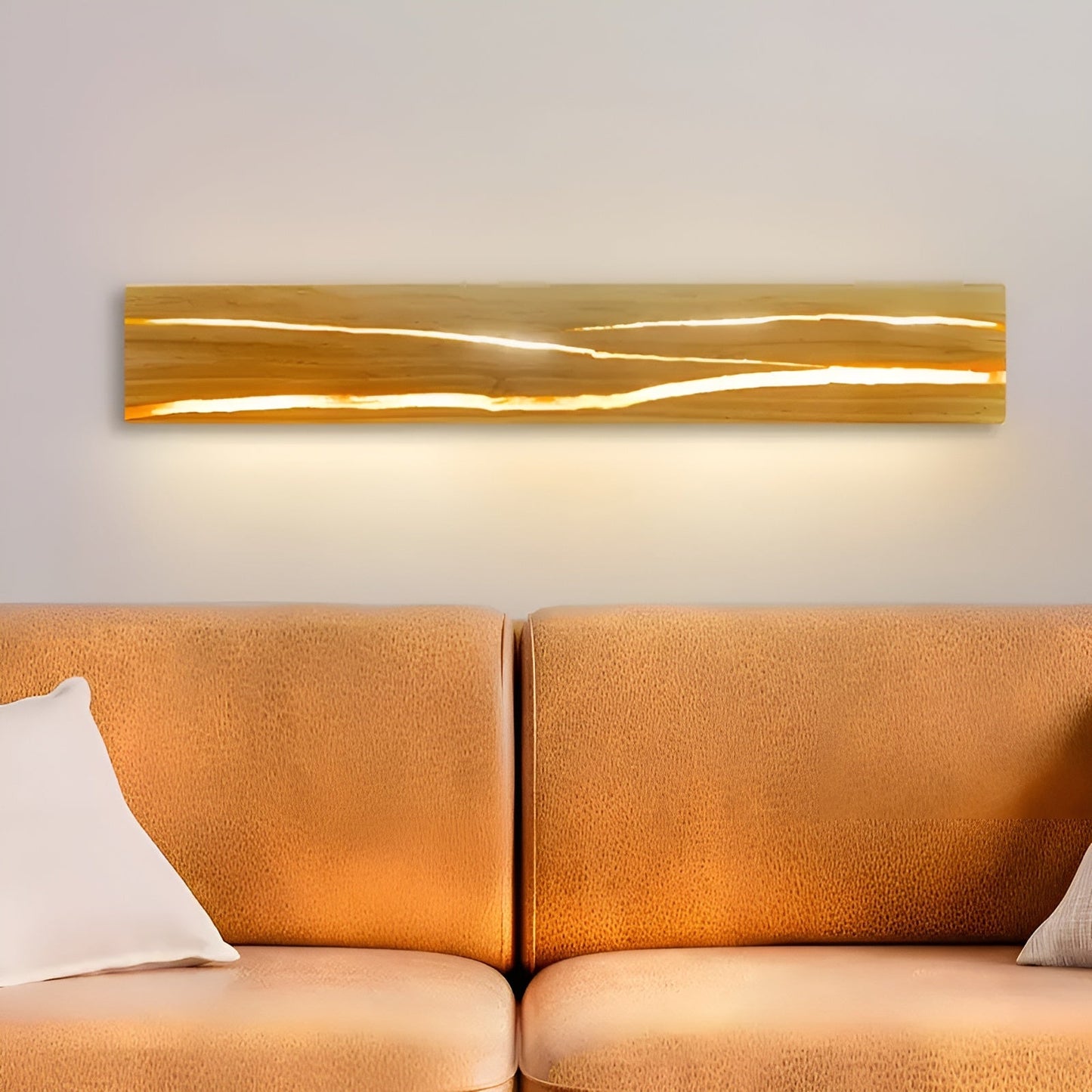 LED Vägghylla i trä – Modern design för vardagsrum och sovrum