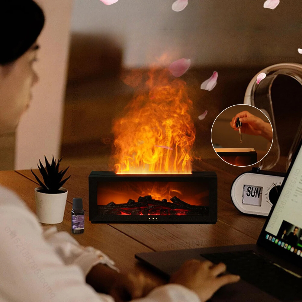 Luftrenare med flammande effekt och aromdiffusor