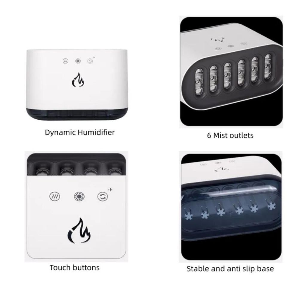 Airmist Pro - Ultraschall-luftfuktare med LED-ljus och 6 munstycken