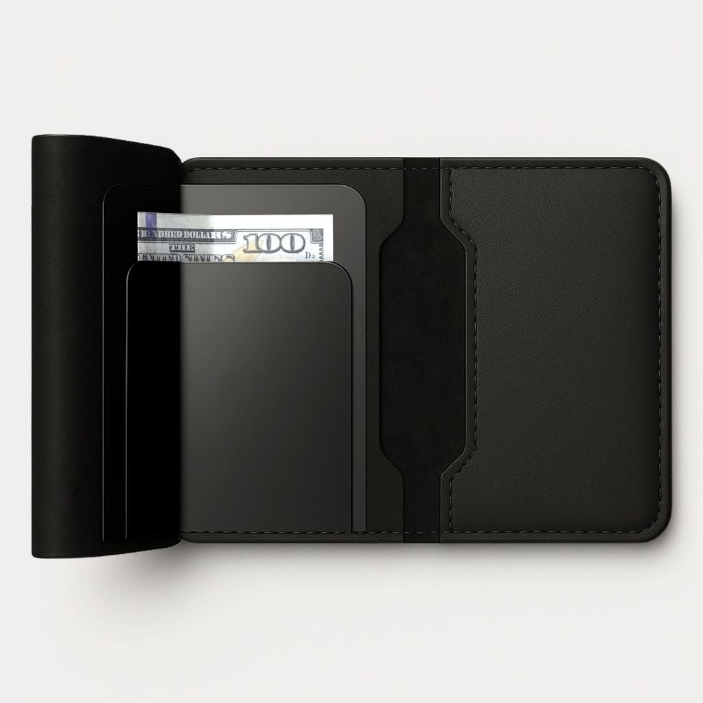 Läderplånbok med AirTag och RFID-blockerare