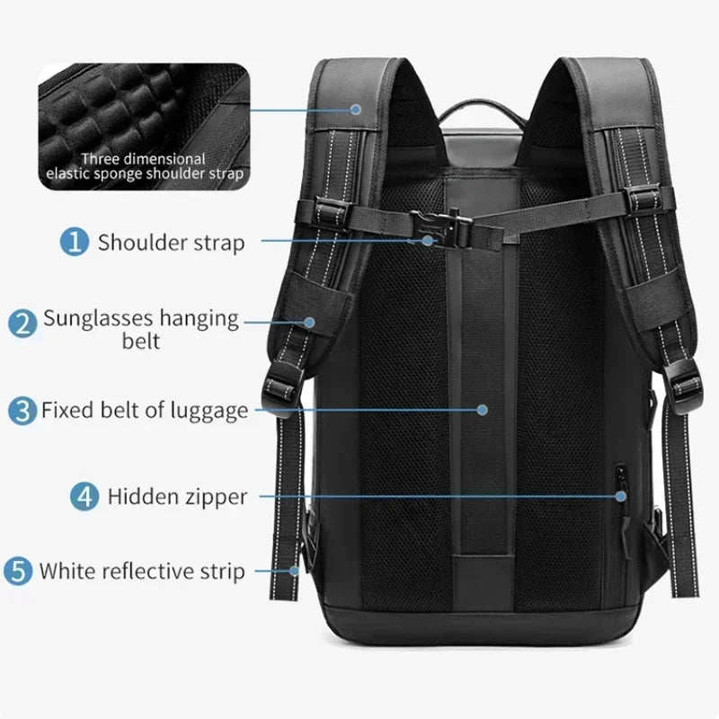AIRTRAIL Ryggsäck - Komprimerbar reseryggsäck med 17,3&quot; laptopfack och vakuumkompression