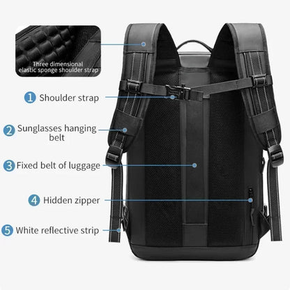 AIRTRAIL Ryggsäck - Komprimerbar reseryggsäck med 17,3&quot; laptopfack och vakuumkompression