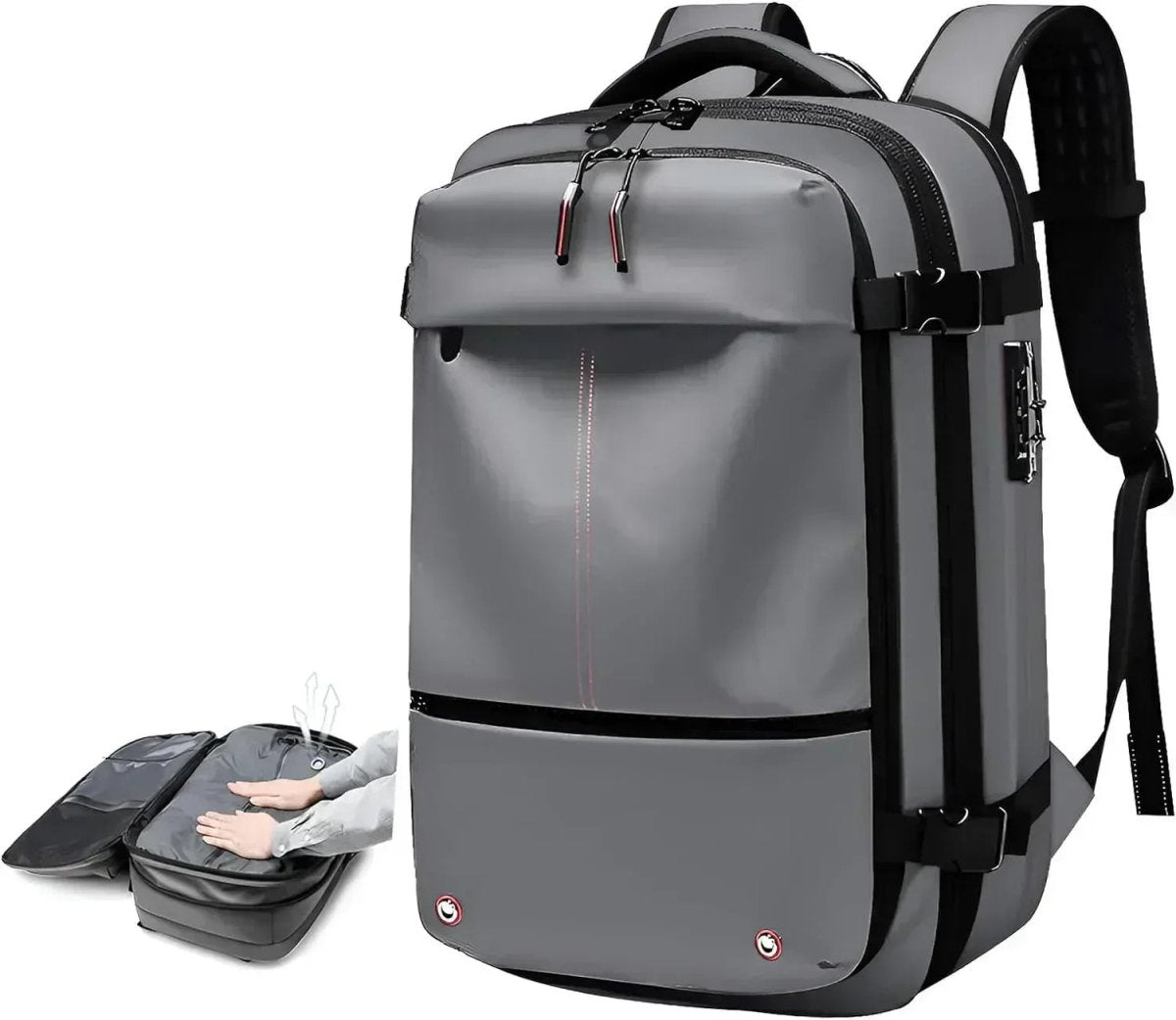 AIRTRAIL Ryggsäck - Komprimerbar reseryggsäck med 17,3&quot; laptopfack och vakuumkompression