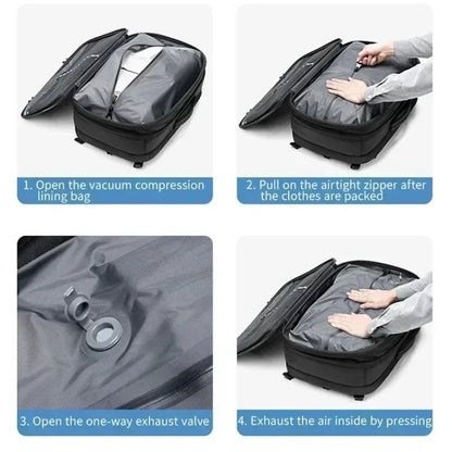AIRTRAIL Ryggsäck - Komprimerbar reseryggsäck med 17,3&quot; laptopfack och vakuumkompression