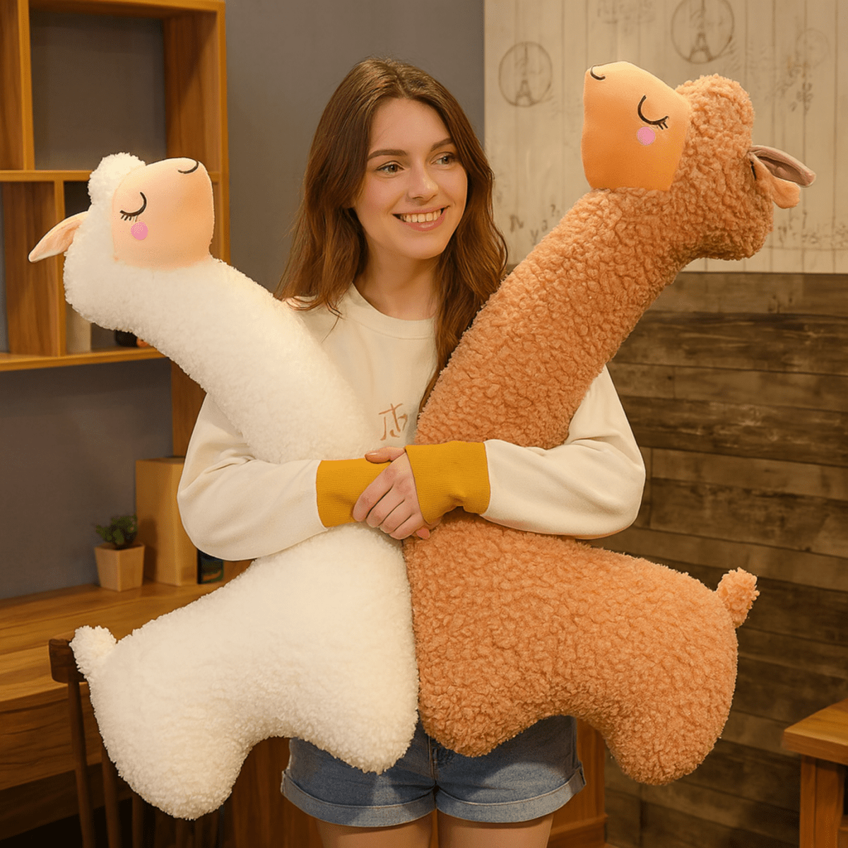 ALPACARESS – Mjukt plysch-alpacka-leksak 130cm för heminredning