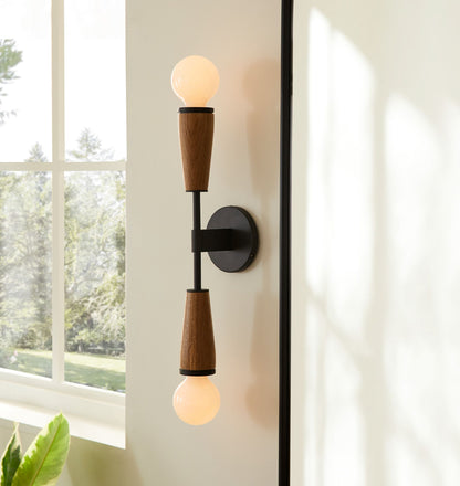 Tvåarmad glasvägglampa – Elegant retro-design med metall &amp; E27-fatning