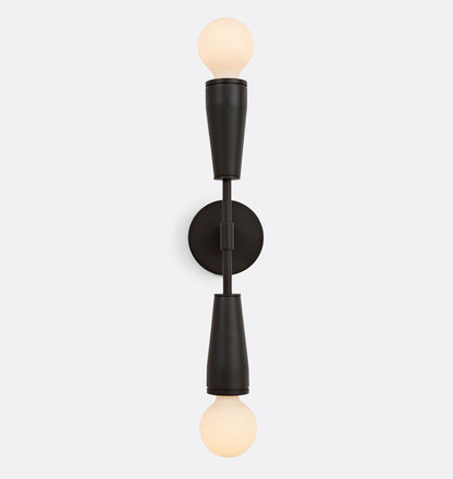 Tvåarmad glasvägglampa – Elegant retro-design med metall &amp; E27-fatning