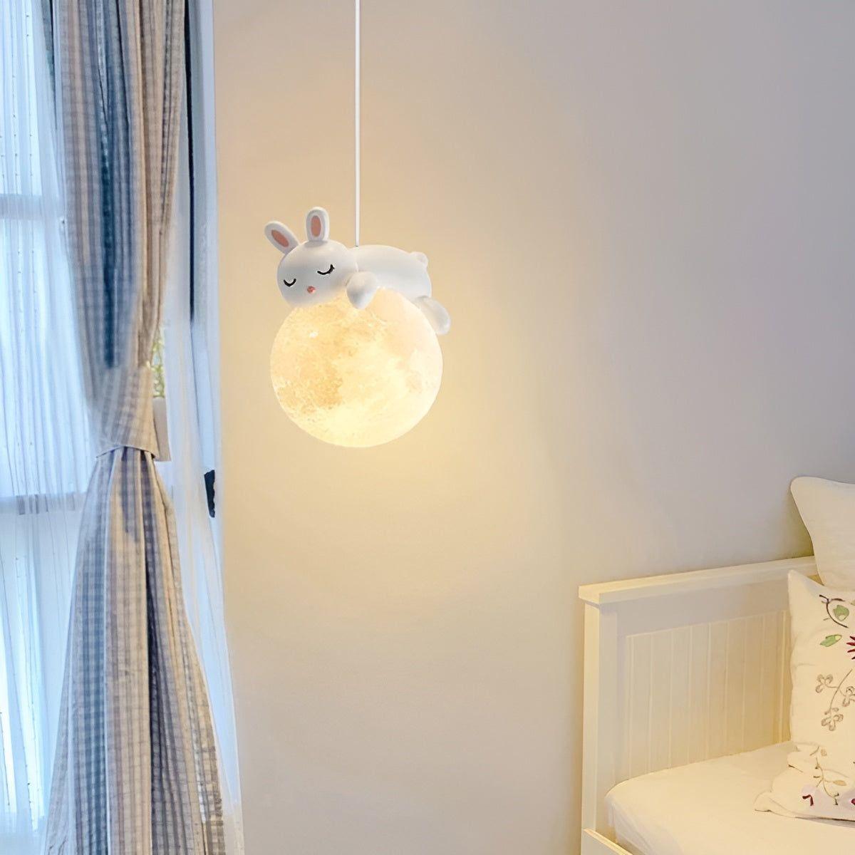 KidBright Light - Kreativ Tecknad Djur Måne Hängande Lampa