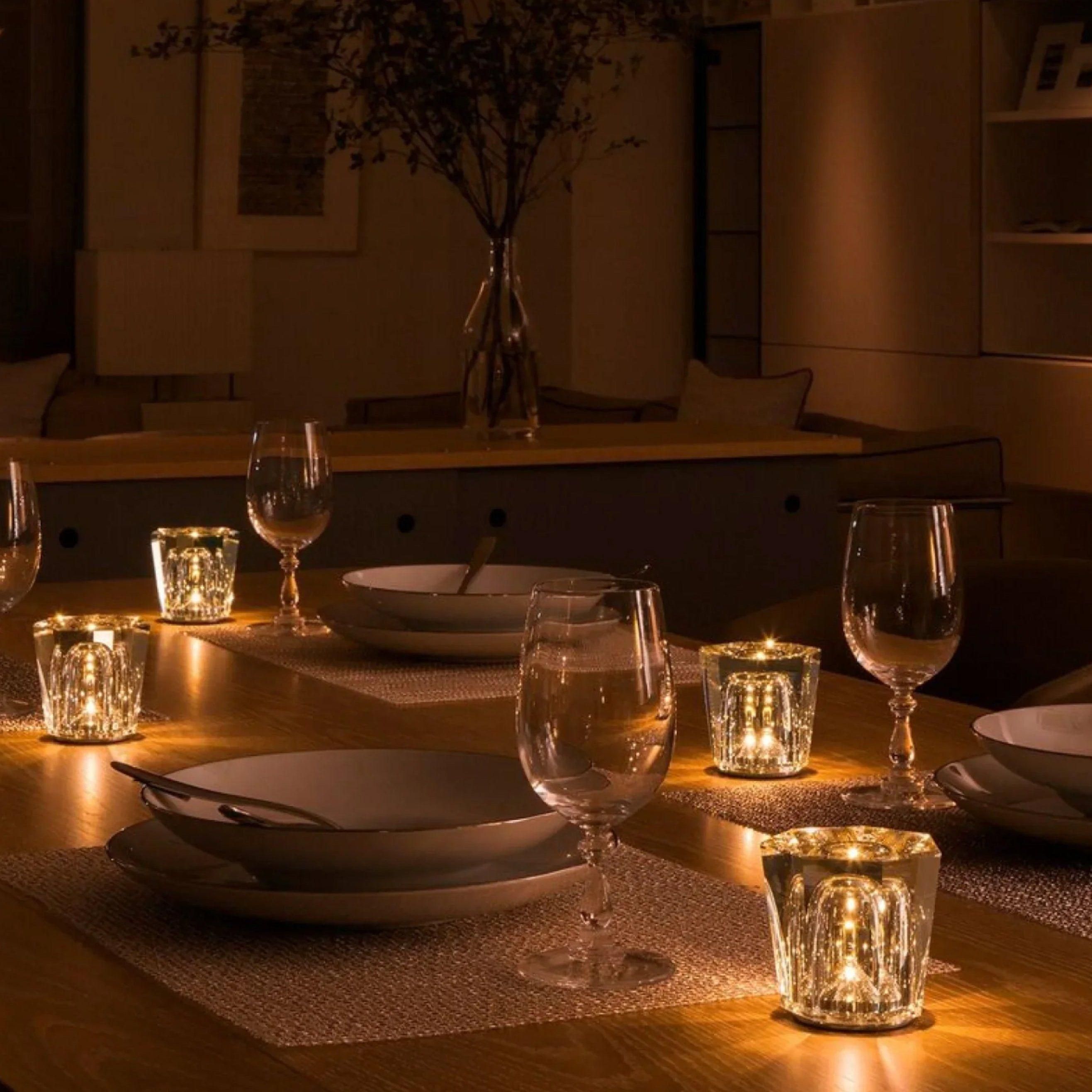 Kristall-LED-bordlampa – Uppladdningsbar &amp; Dekorativ | Elegant hemaccessoar